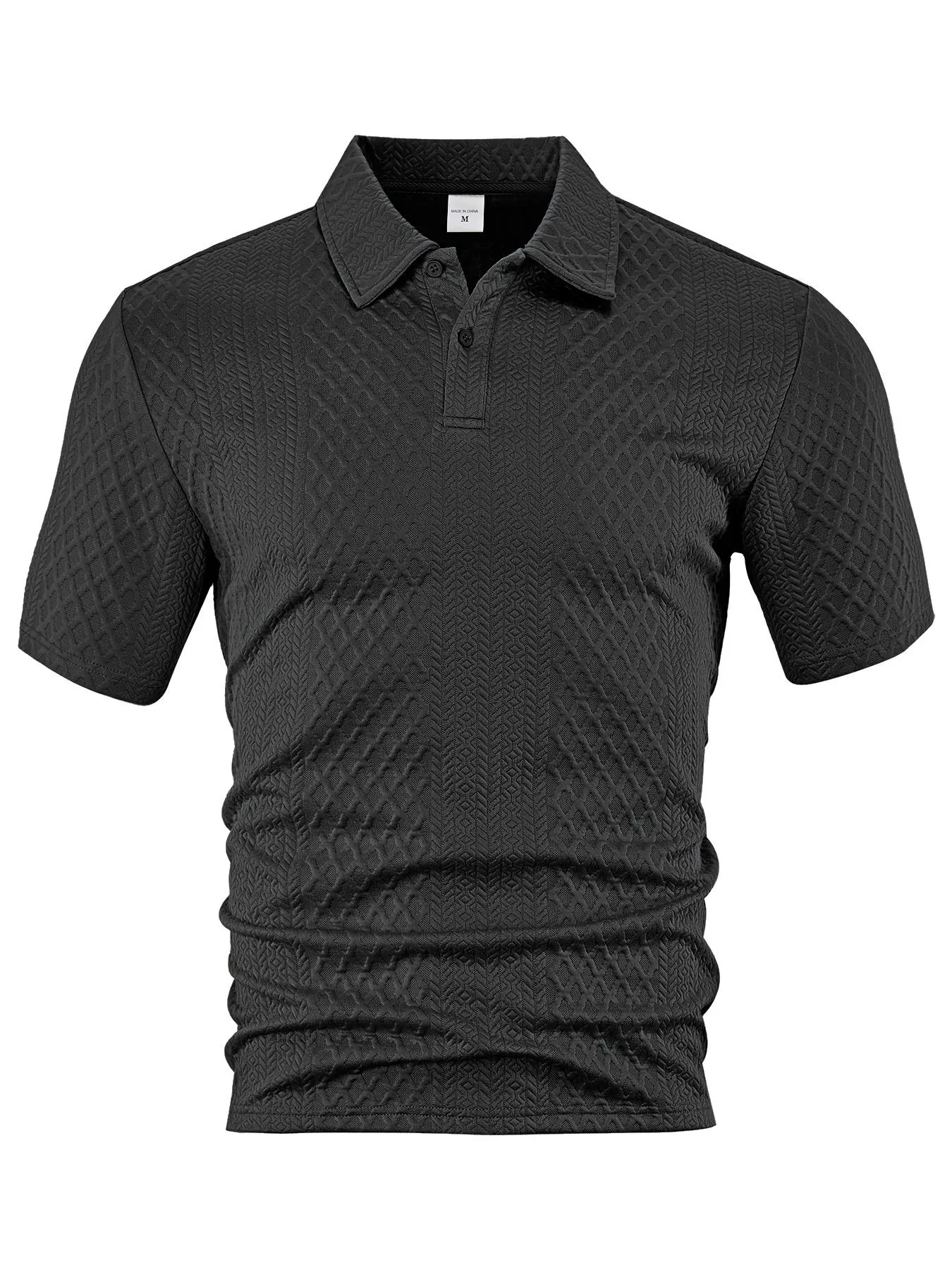 Men's Jacquard Polo Shirt, Loose Casual Short Sleeve Collared Top for Summer, Fashion Men's Clothes for Daily Wear