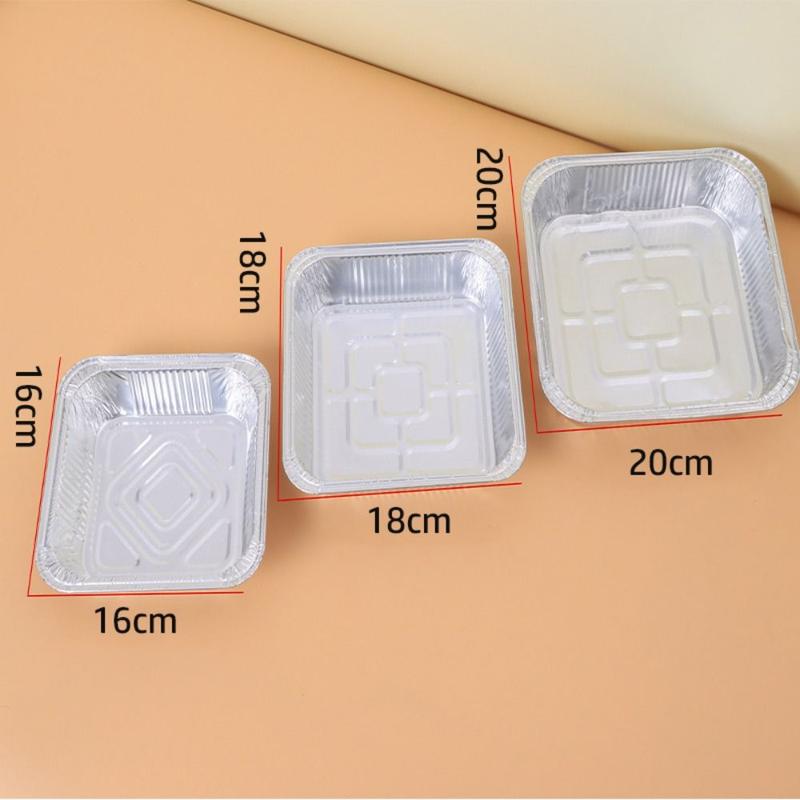 Khay Giấy Bạc Nhôm Nồi Chiên Không Dầu Dùng Một Lần, Hình Vuông, Thích Hợp Cho 10 / 20 / 30 Cái, Khay Giấy Bạc Thiếc Chống Thấm Dầu, Hộp Thiếc Giấy Bạc Nhôm, Dùng Để Nướng Nướng, Hàng Mới Về, Pingchu 2