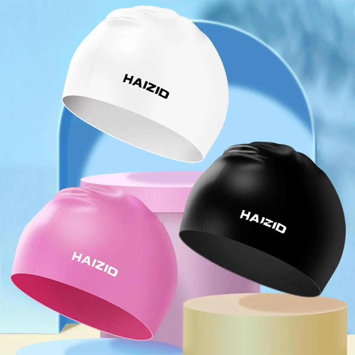Elastic And Soft Silicone Swimming Caps Waterproof Ear Protection Parent Child Swimming Hats Enlarged Swimm Cap Pool Accessories
