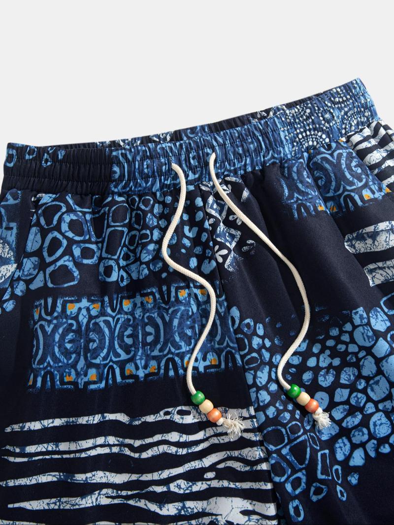 Product Introduction of Men's  Ethnic Pattern Drawstring Waist Pants, Casual Comfy Loose Trousers for Summer, Fashion Men's Bottoms for Daily Wear 6