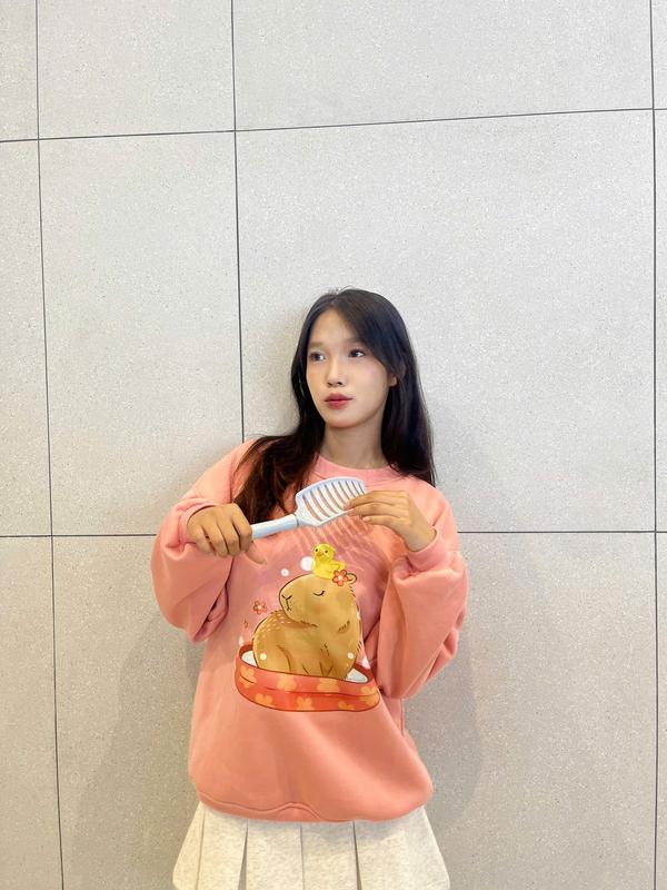 Áo sweater nỉ bông form rộng unisex hồng nhạt basic Tuson offical Vn ( 07 ) Nữ Women Hoodie