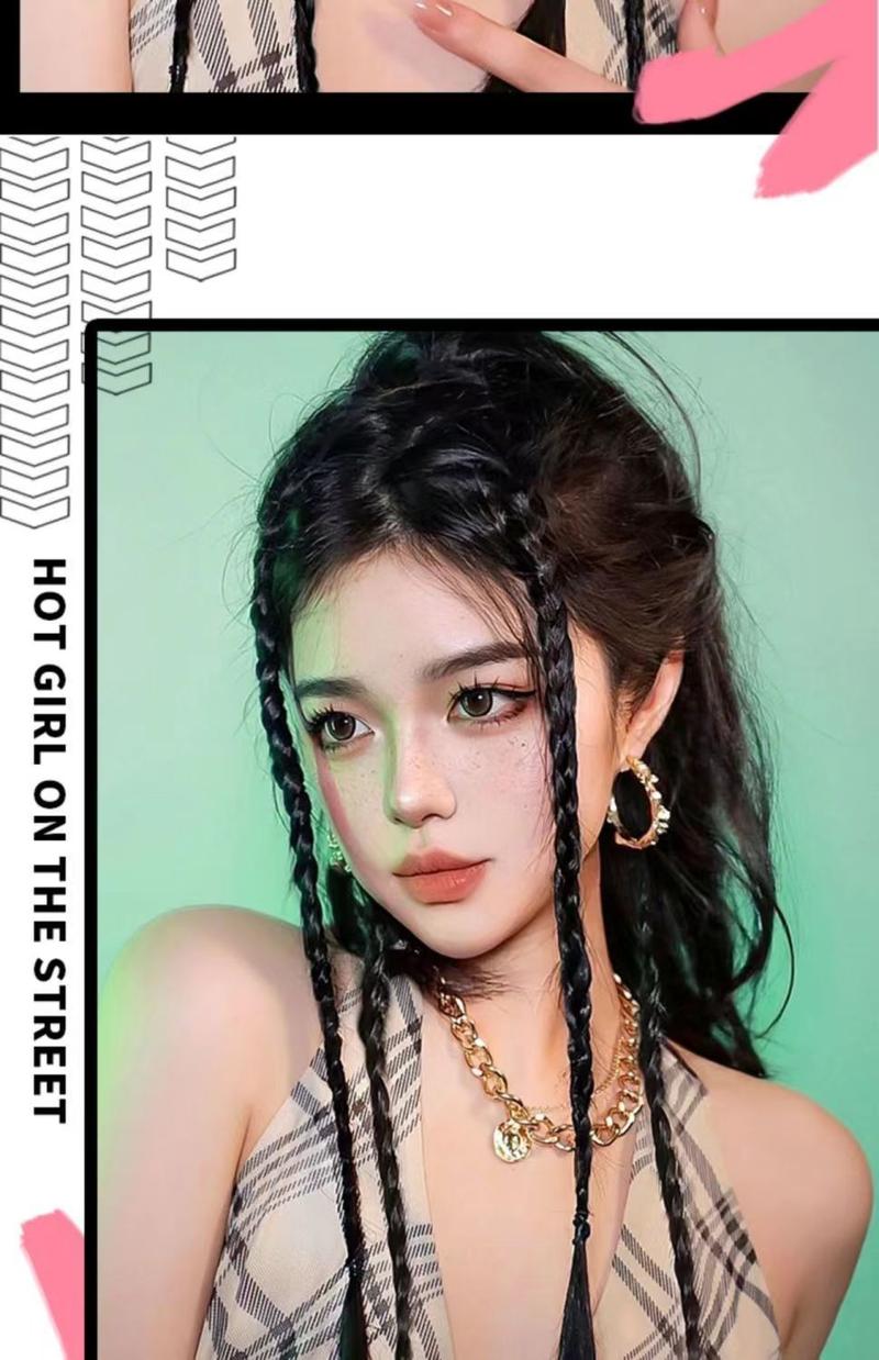 Product Introduction of New Boxing Braid Spice Girls in Hot Net Red Same style Fried Dough Twists Braid Ponytail Hair Ornament 8