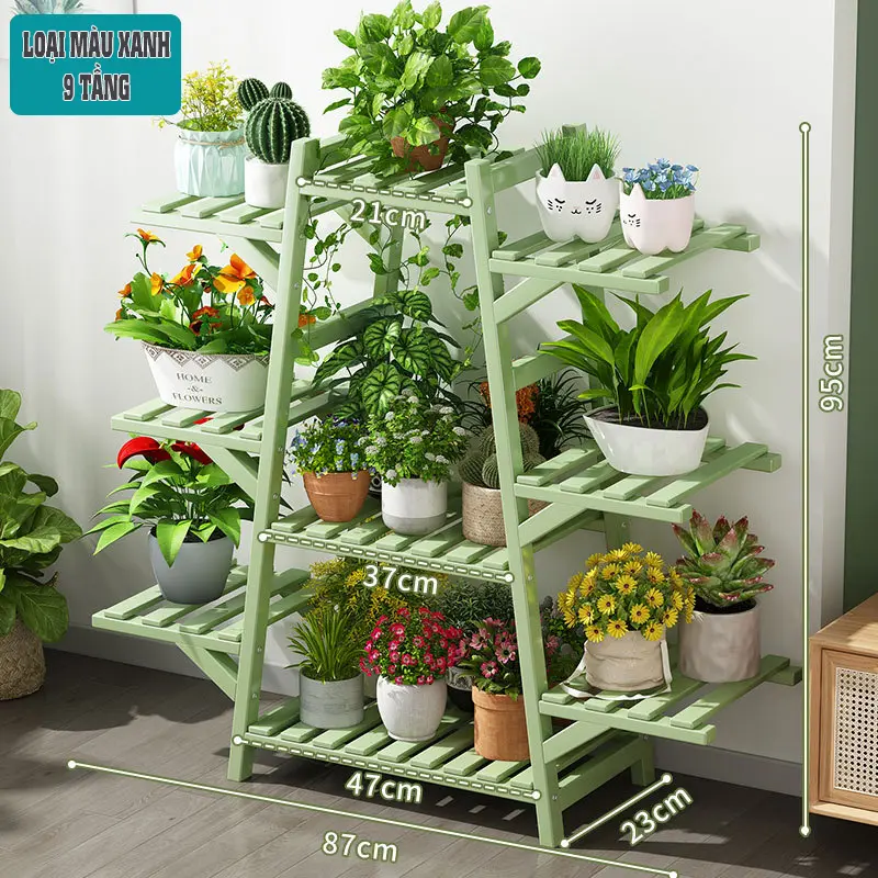 Kệ Gỗ nhiều tầng để chậu hoa cây cảnh, trong nhà và ngoài trời BD07 8