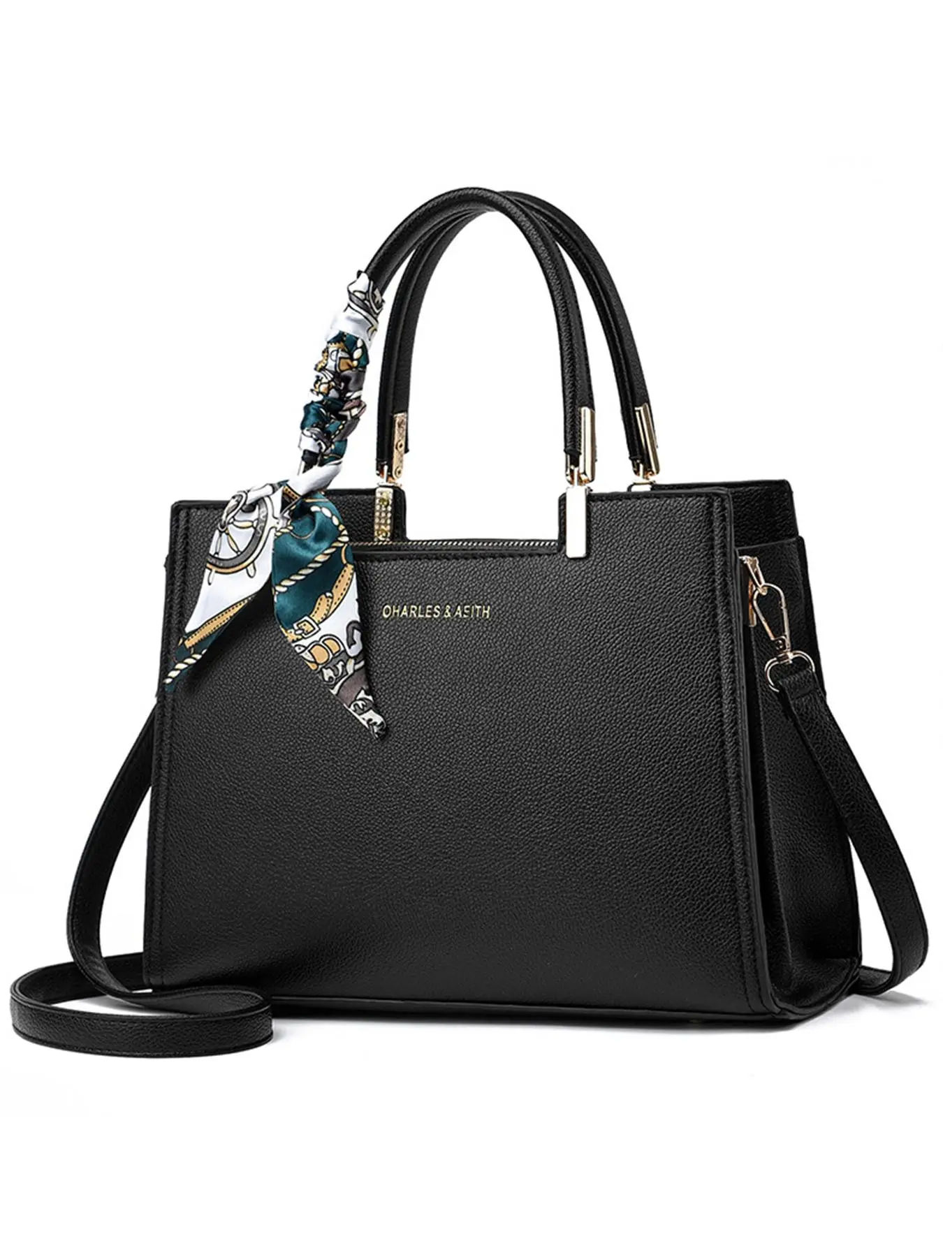 Women's Fashionable Letter Pattern Decorated Bag, Casual Versatile Crossbody Bag with Scarf Decor, Trendy All-match Shoulder Bag for Daily Life
