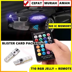 Lampu LED T10 RGB Silicone Remote dengan Baterai Car