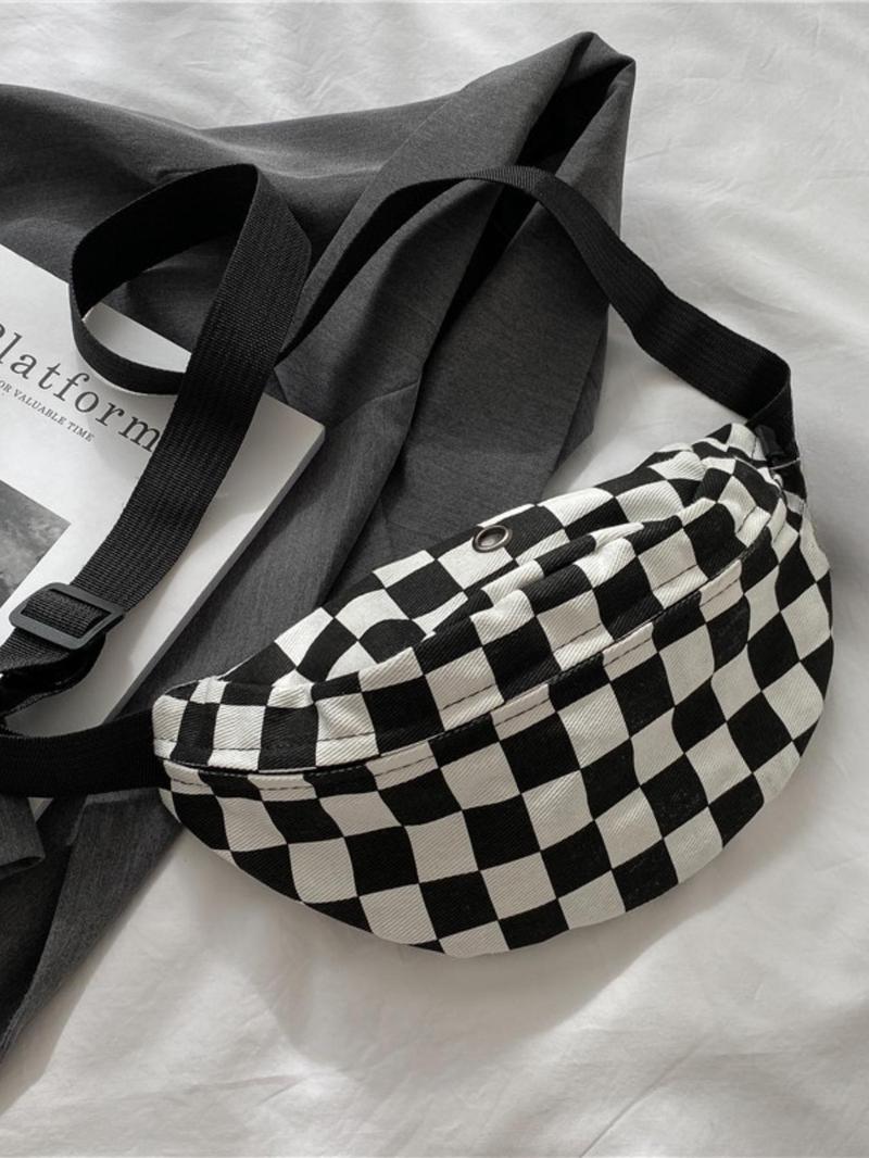 Product Introduction of Plaid Pattern Fanny Pack, Fashionable Zipper Crossbody Bag for Women & Men, Casual Trendy Versatile High-quality Daily Commuting Bag 0