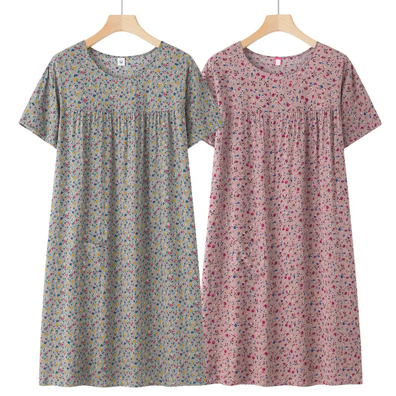 COD] Middle-aged and Elderly Cotton Short Sleeve Nightdress for Women New  Summer Thin Loose Home Wear Dress for Moms sexy sleepwear - TikTok Shop  Philippines