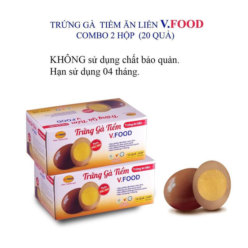 COMBO 2 HỘP TRỨNG GÀ TIỀM ĂN LIỀN VFOOD (HỘP 10 QUẢ)