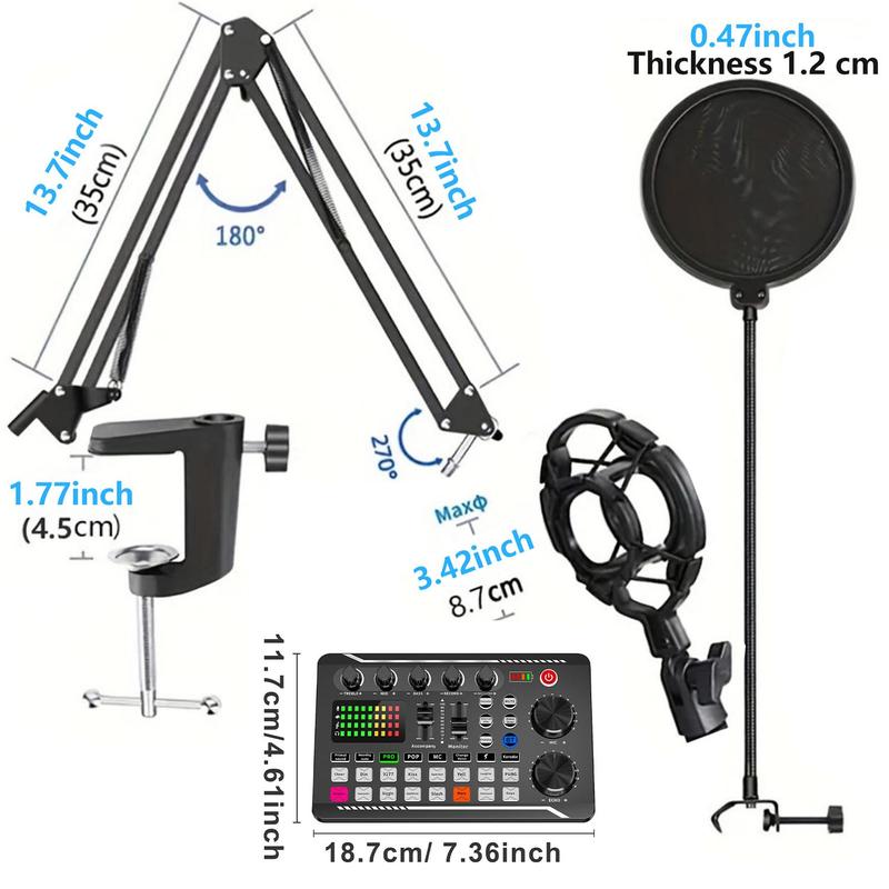 F998 Live Sound Card, USB Rechargeable Live Sound Card Audio Mixer, Sound Card for Live Streaming, DJ Music Mixer for Live Streaming/Gaming 1