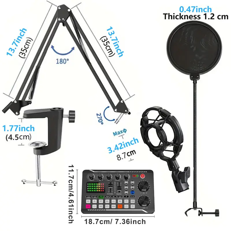F998 Live Sound Card, USB Rechargeable Live Sound Card Audio Mixer, Sound Card for Live Streaming, DJ Music Mixer for Live Streaming/Gaming 1
