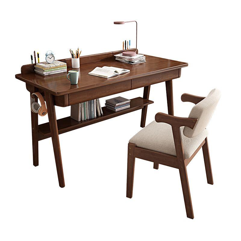 Solid Wood Desk Simple with Drawer Student Writing Desk Rubber Wood Desktop Computer Desk Bedroom Office Desk 9