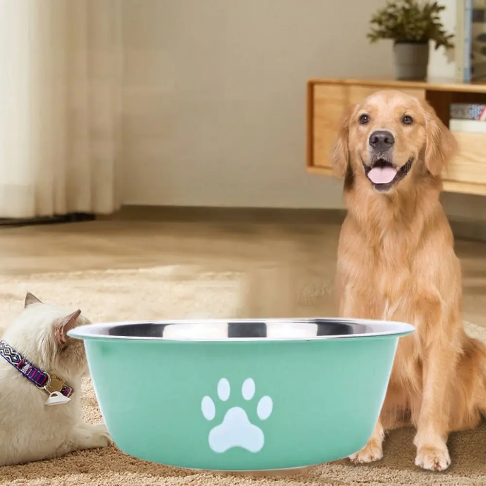 Dog Food Drinking Tray Large Capacity Stainless Steel Dog Bowl Non-rust Bilayer Dog Water Bowl Non-slip Pet Feeders Cat Feeding Bowl For Puppy Cats