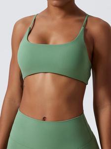 Sujetador deportivo cruzado de color sólido para mujer, cómodo y transpirable sin varillas, ropa de gimnasio, ropa deportiva para damas para uso interior y exterior, ropa deportiva