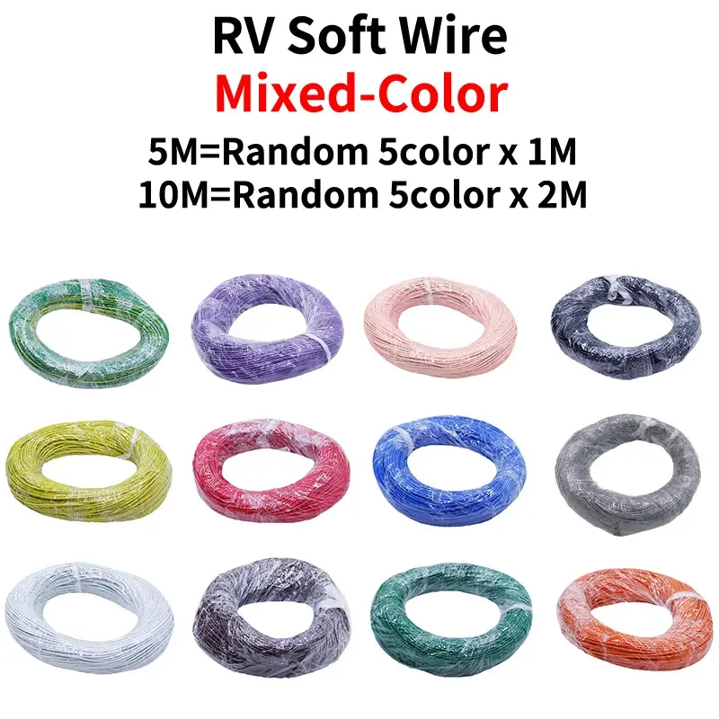 Cáp linh hoạt, RV Dây đồng, Cáp điện PVC, 300 / 500V, 22AWG, 20AWG, 18AWG, 17AWG, 15AWG, 13AWG, 11AWG, Dây linh hoạt nhiều sợi một lõi, Thích hợp cho dây âm thanh ô tô 8