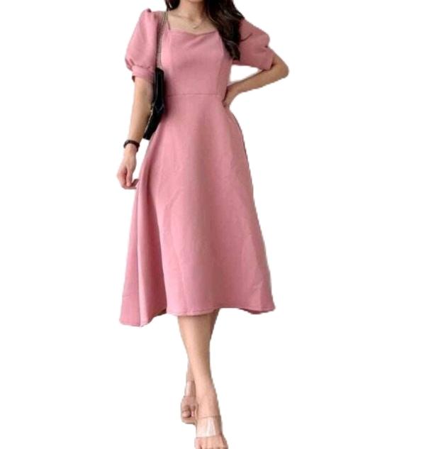 Witya/Dress Wanita Pesta Terbaru Korea Style - Gaun Kondangan Wanita Korea Witha/Dress pesta Model Simpel Elegan dan Nyaman Remaja Dewasa Mewah  Casual Pendek Kain Crinkle Airflow 0