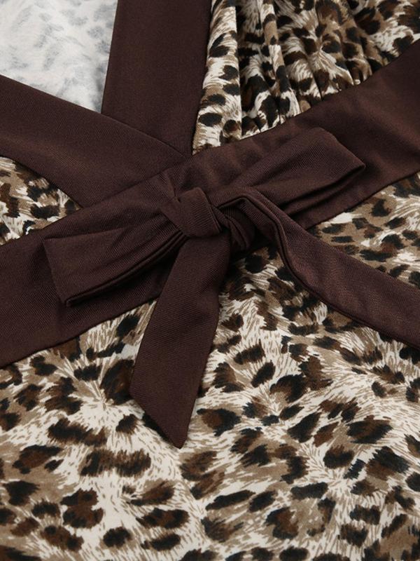 Women's Leopard Print Bow Decor Contrast Binding Tank Top, Asymmetrical Hem Sleeveless Top for Summer, Fashion Women's Top for Daily Wear Valentine's Day, gift 7