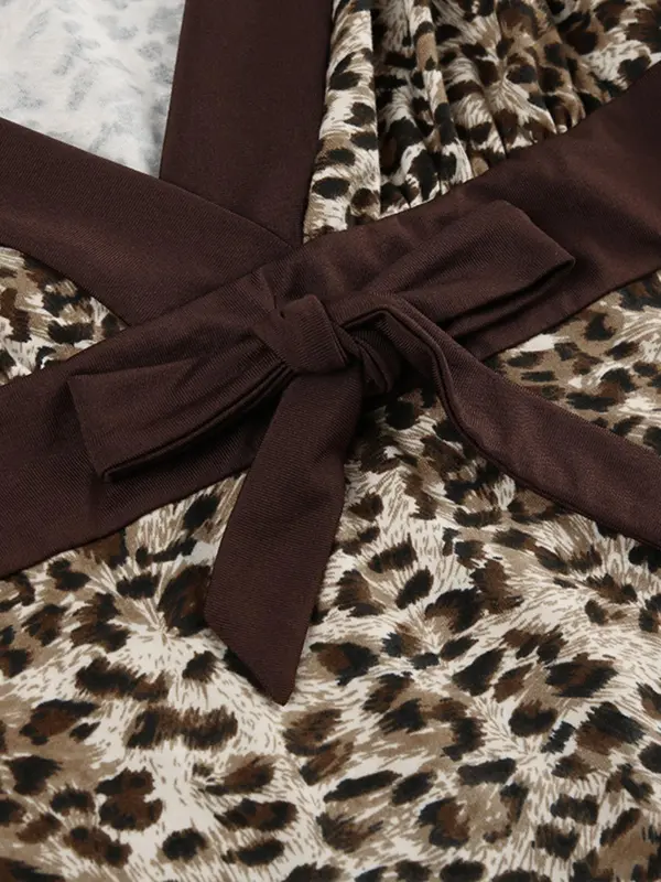 Women's Leopard Print Bow Decor Contrast Binding Tank Top, Asymmetrical Hem Sleeveless Top for Summer, Fashion Women's Top for Daily Wear Valentine's Day, gift 7