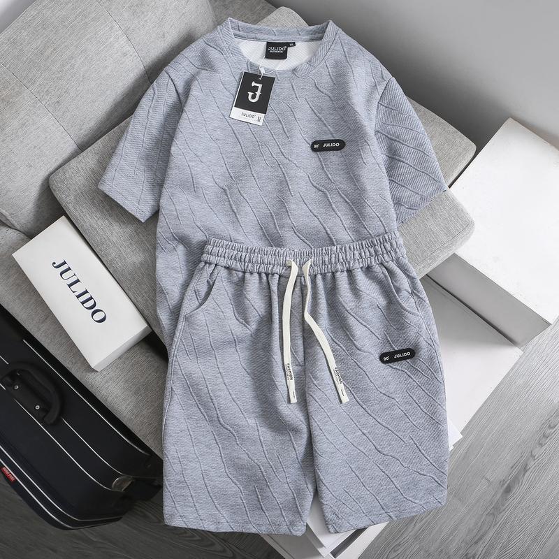 Bộ quần áo xốp nam JULIDO Tay ngắn Kẻ sọc chất liệu xốp Menswear