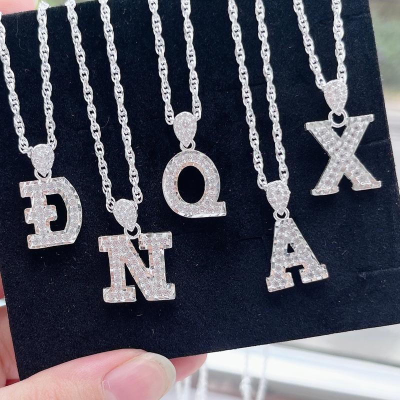 Dây nam kép xoắn mặt chữ cái Bạc ta dây chuyền nam Bạc ta - Vàng bạc Khải Khải