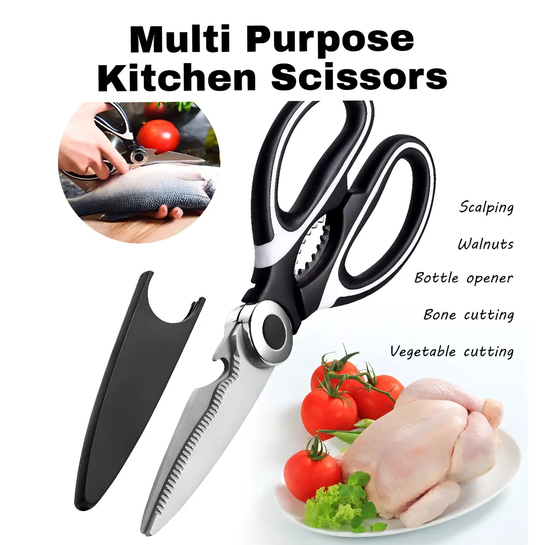 5 in1 Multi Purpose Kitchen Scissors Ultra Sharp Premium Heavy Duty Stainless Steel / Bone Scissors