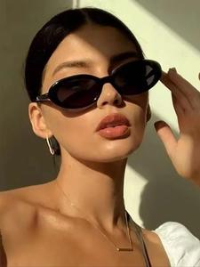 Lentes de marco ovalado vintage para mujer, lentes casuales y modernos para uso diario, accesorios de moda para actividades al aire libre