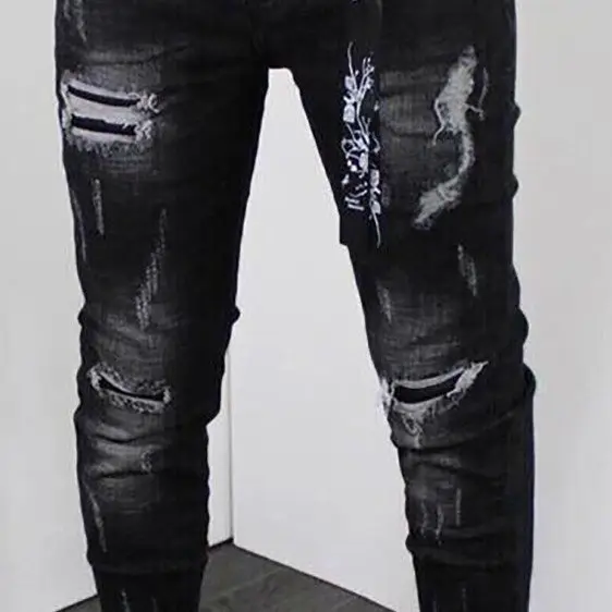 M109 Quần jean nam màu đen xám kiểu rách cao cấp trẻ trung  Bắp store23 ms109 Menswear Pants 3