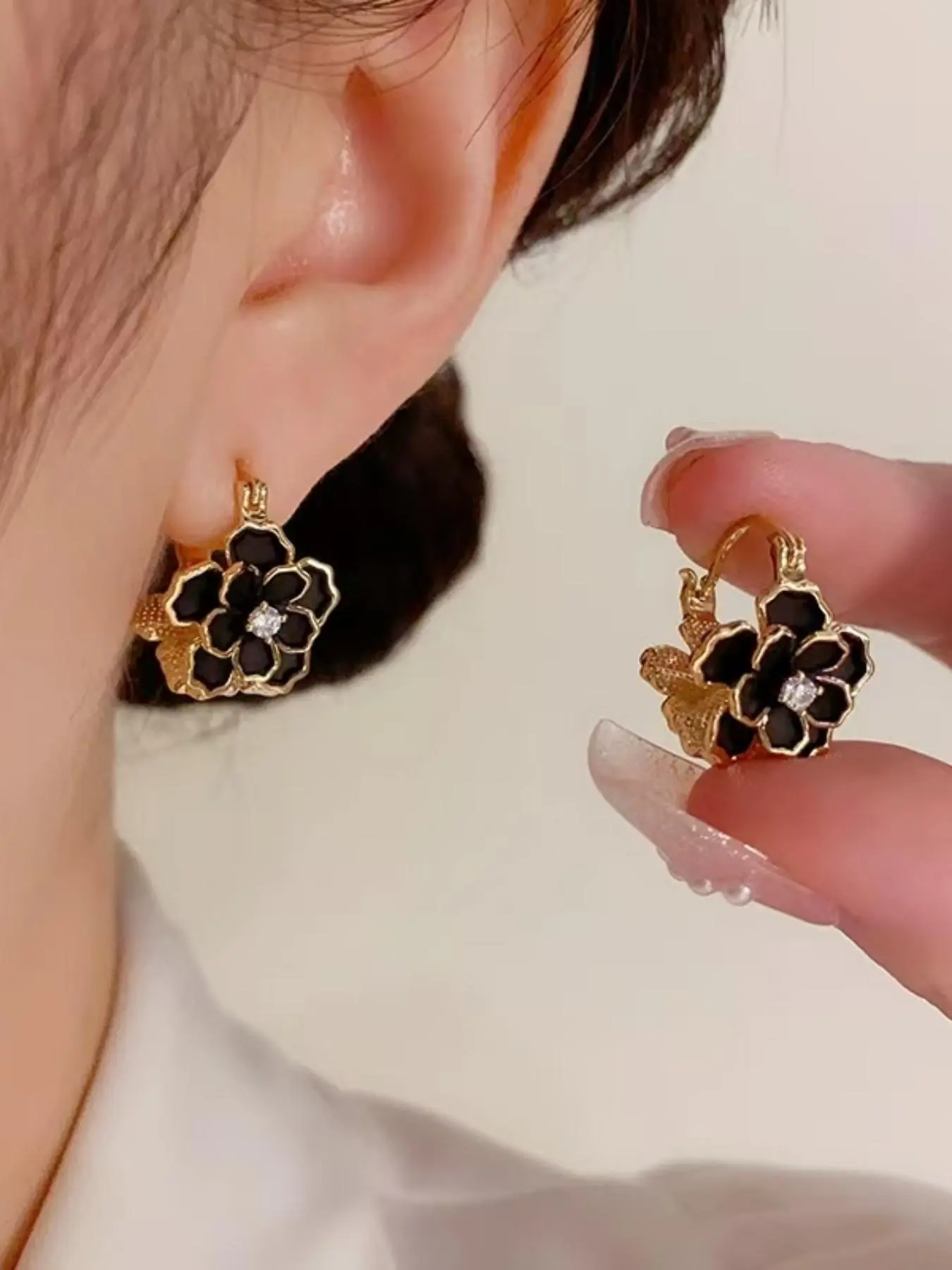Camellia Design Earrings, Fashionable Jewelry for Women, Daily Clothing Decor, Trendy All-match & Exquisite Jewelry for Birthday Gift
