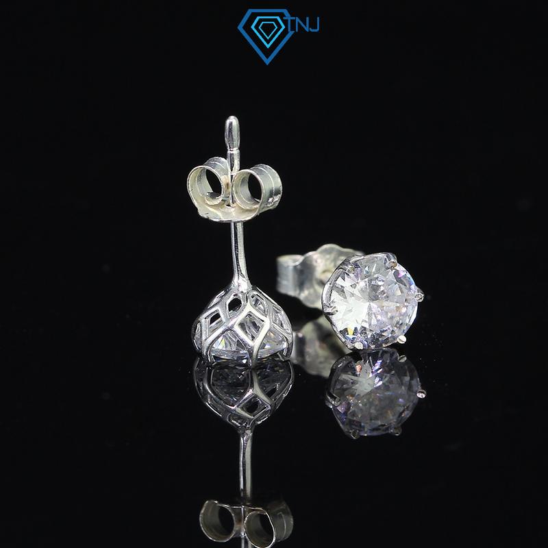 Bông tai nam bạc TNJ nụ 6 ly đính đá cao cấp BTA0082