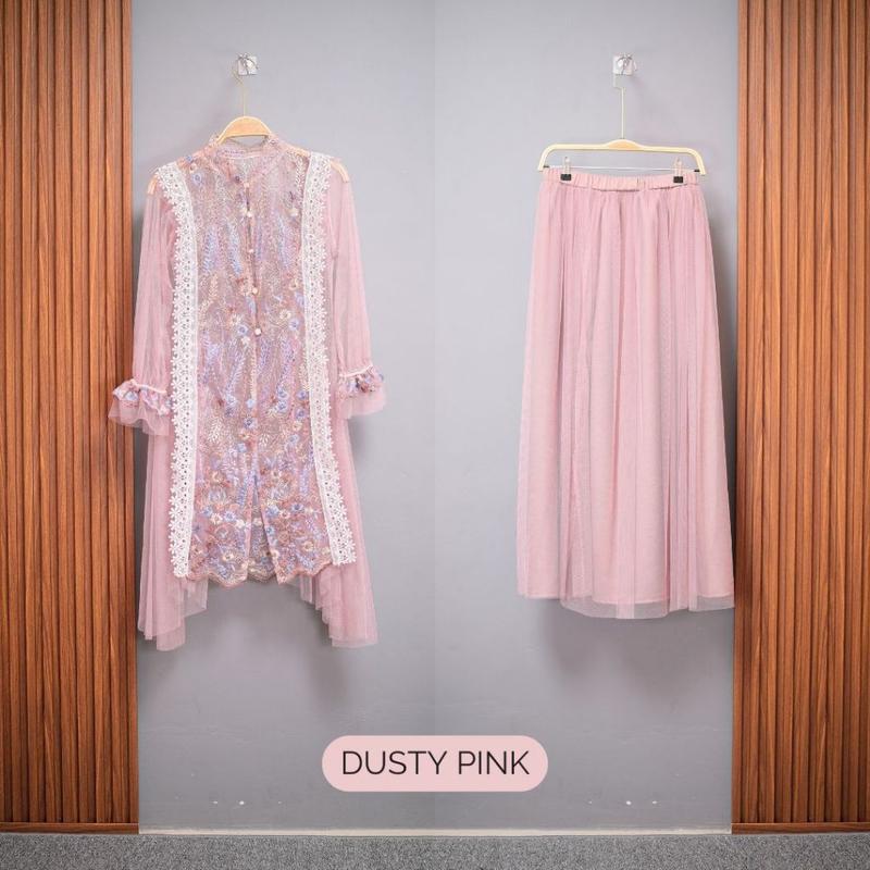 CLOTIVA Maliaa Set Brokat ( Baju + Rok ) Dress Gaun Casual Formal Lebaran Baju Hari Raya Kondangan Premium Quality 1
