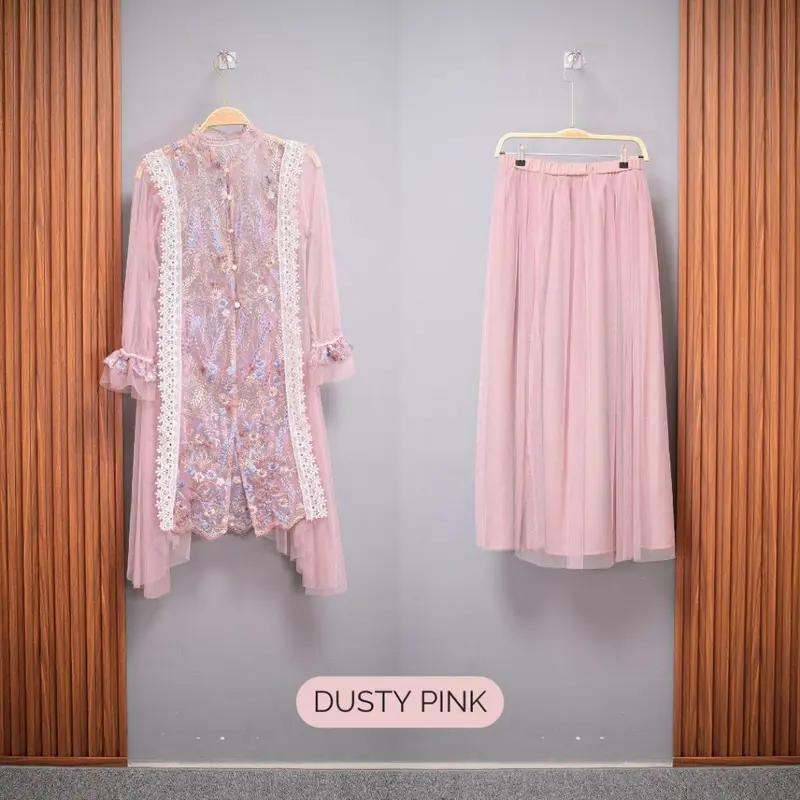 CLOTIVA Maliaa Set Brokat ( Baju + Rok ) Dress Gaun Casual Formal Lebaran Baju Hari Raya Kondangan Premium Quality 1