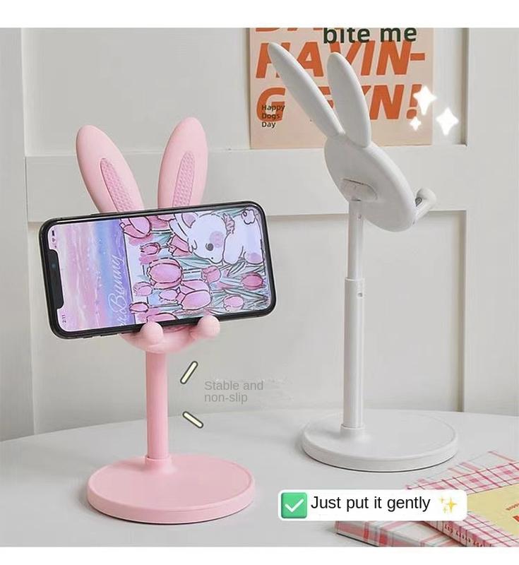 Product Introduction of Adorable Rabbit Mobile Phone Bracket Adjustable Desktop Super Stable Lazy Bracket Binge-Watching Tool Accessories Cellphone Smartphone Stand Mount 15