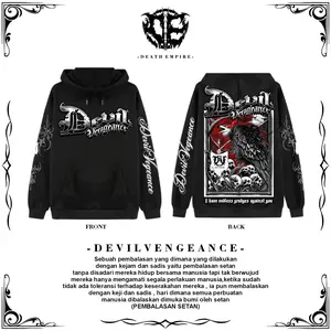 Hoodie Jaket Netral Devil Vengeance Sablon Distro Dtf Full Punggung Desain Terbaru Kalcer Metal Model Jumper Fleece 240gsm Hitam Putih Biru Pria Wanita DEATH EMPIRE FE5