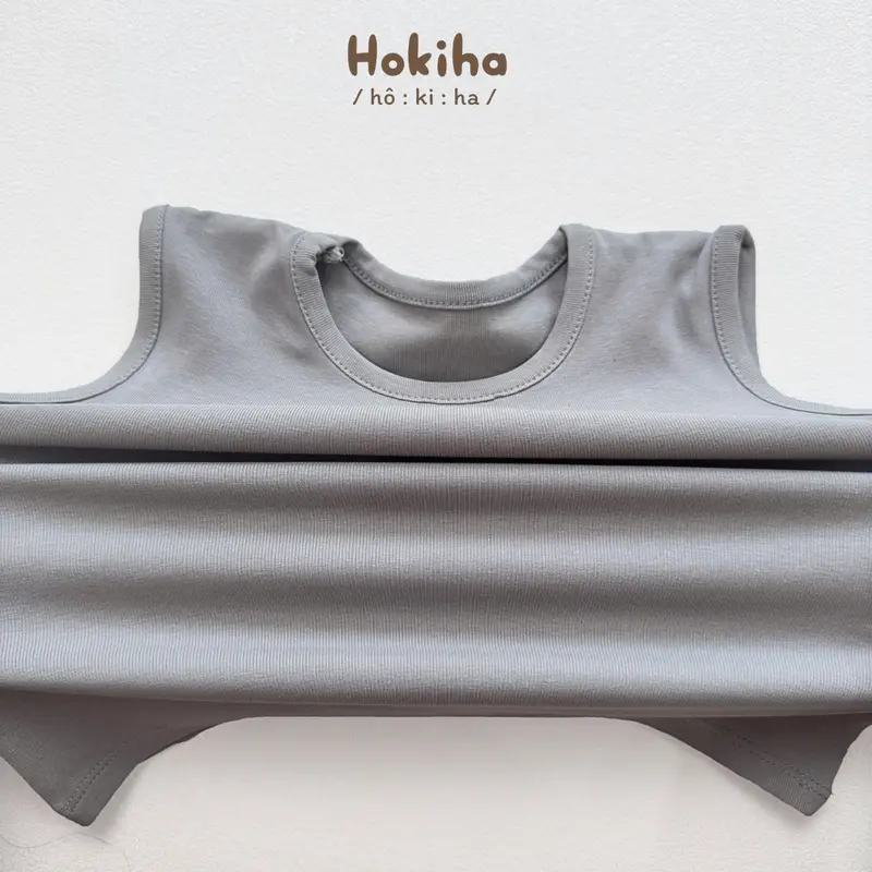 [Hokiha] B01-Bộ quần áo ba lỗ mùa hè cho bé trai bé gái chất vải cotton bozip mềm mịn, co giãn size từ 8-17kg 2