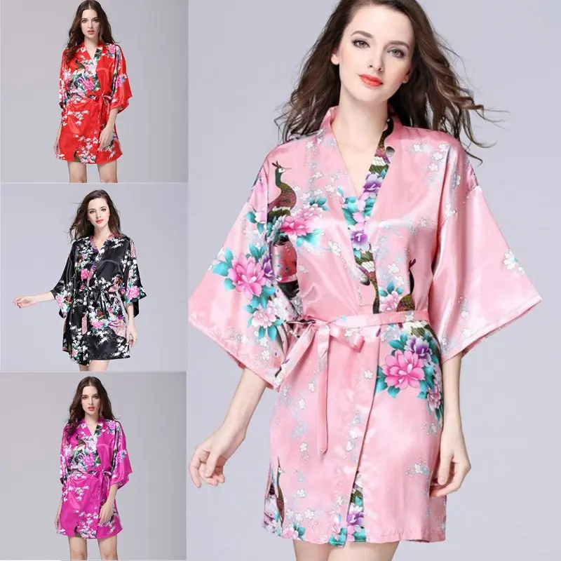 Silk Satin Bathrobe Wedding Bride Bridemaid Night Robe Pajama  Sleepwear Night Wear