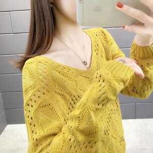 Batwing Knitted Base Shirt Spring Hollow Out Sweater Women Thin Long Sleeve Top Versatile Short Cover-Up