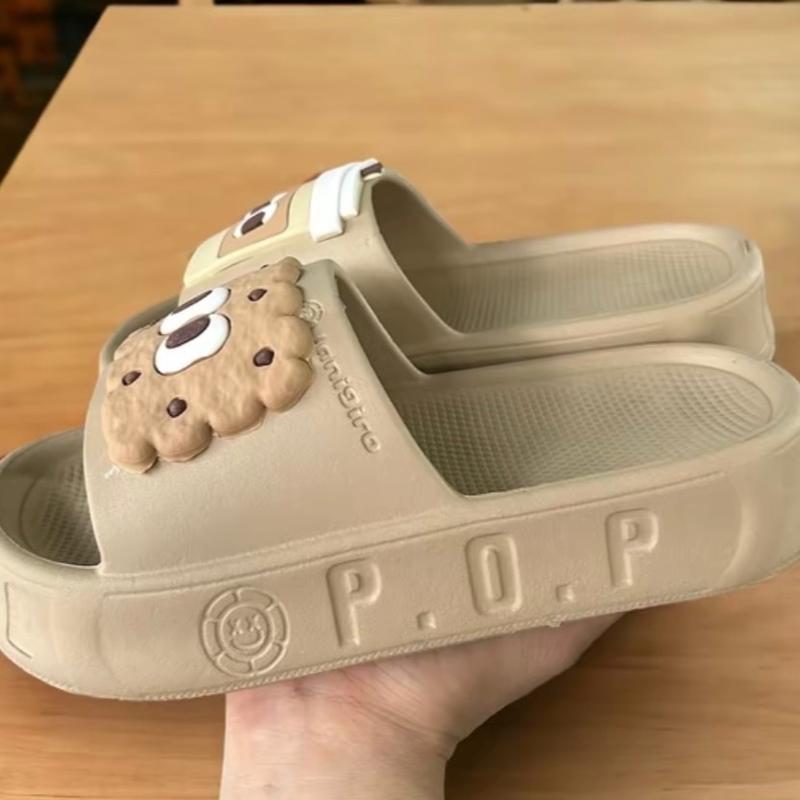  Dép bánh mì nữ quai ngang trà sữa girl phố nâng đế 4cm đi mưa du lịch tắm biển cực xinh DéP Slipper Nhung Có Quai Women  Quai Chéo Đồng 