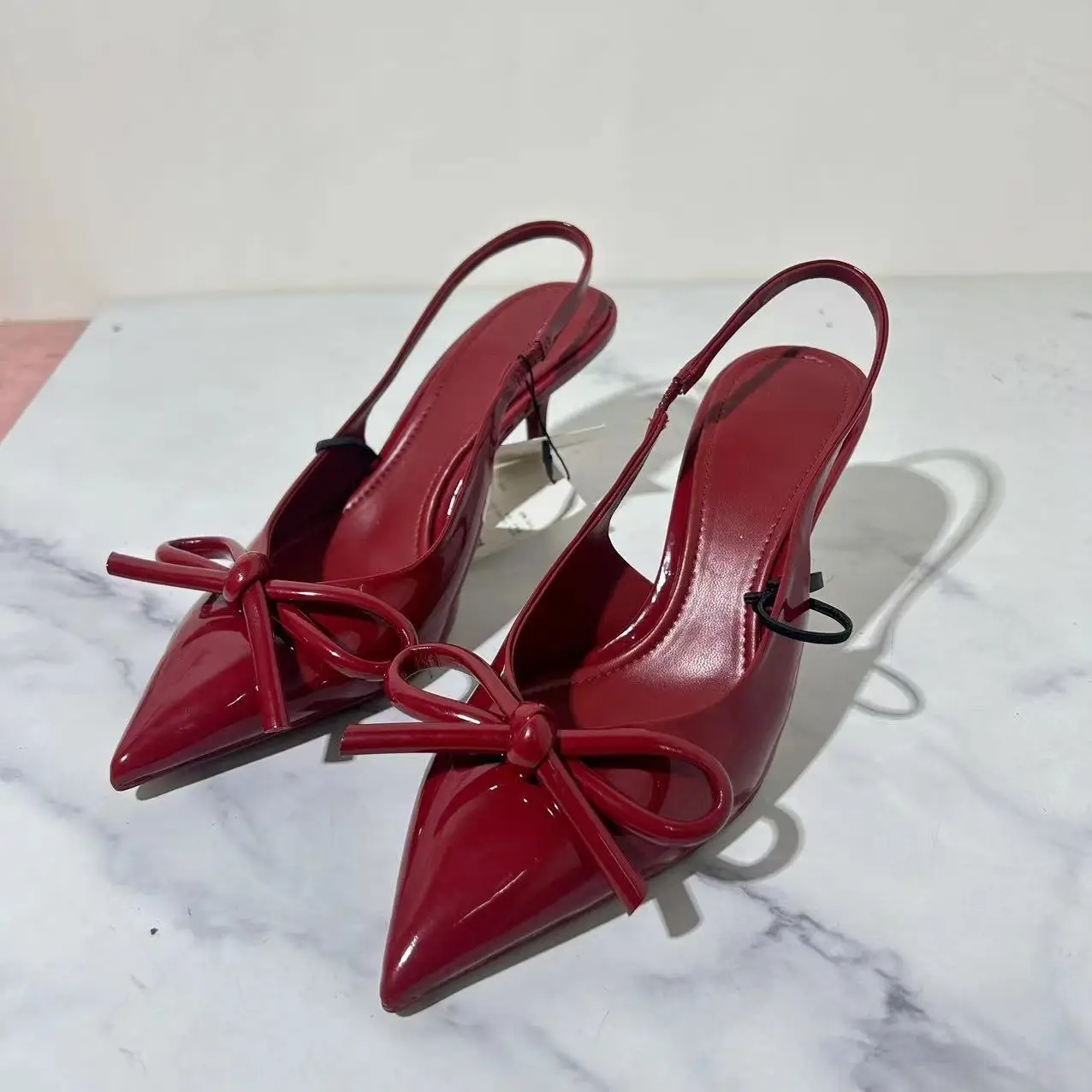 Giày cao gót Nơ Thắt chất da bóng mũi nhọn gót cao 7cm,9cm dành cho nàng đi chơi đi tiệc đây ạ Shoes Nữ
