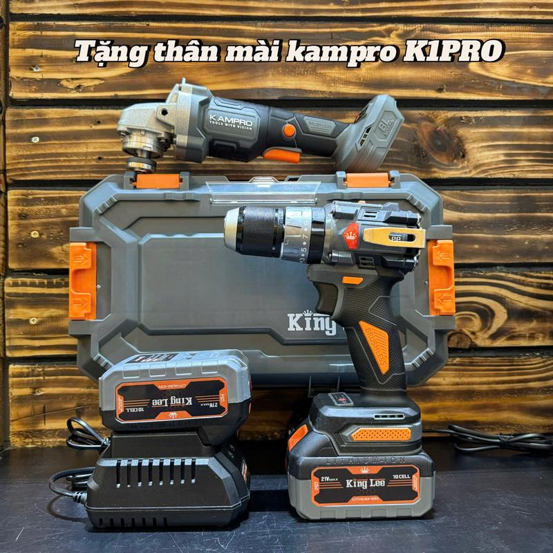{Tặng Thân Mài Kampro} Máy khoan pin KINGLEE KL-1360 13LI, Lực siết 60Nm, Khoan pin 3 chức năng, Khoan tường, sắt, gỗ, bắt vít, Bộ 2 pin 10cell