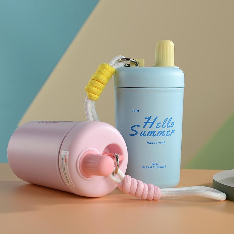 stainless steel Chihiro thermos cup high appearance level portable thermal insulation with rope straw outdoor accompanying water cup 4