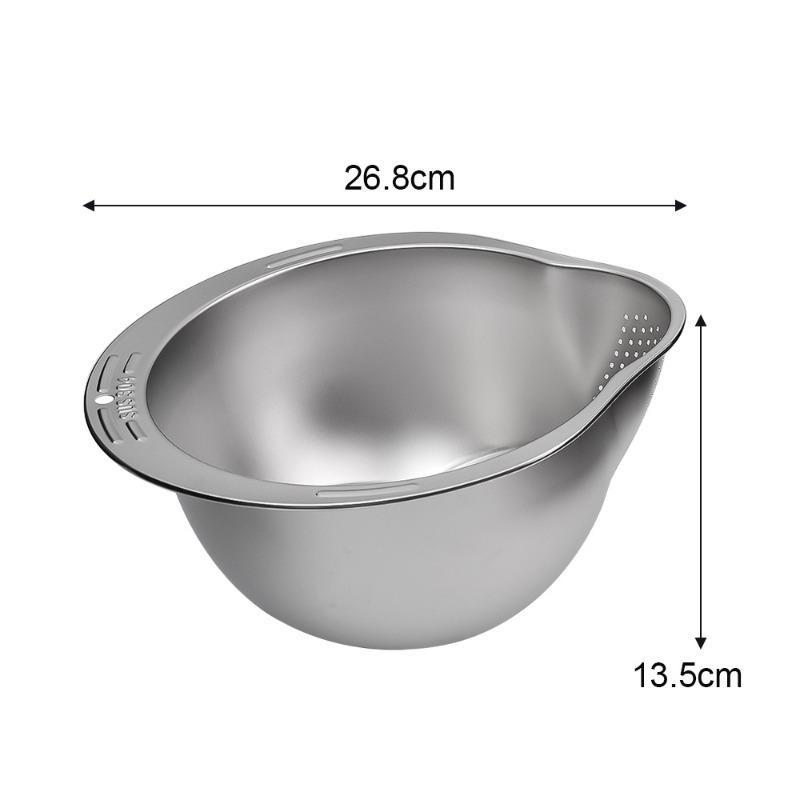 Rice Washer Strainer Bowl with Sucker Stainless Steel Rice Washing Bowls Rice Sieve Colander Fruit and Vegetable Strainer Kitchen Tools 8
