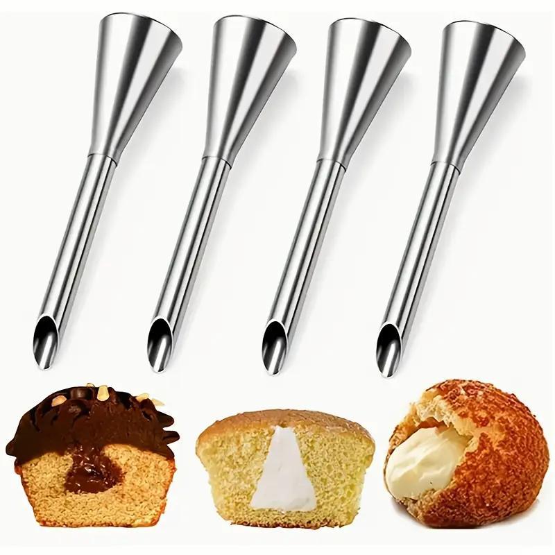 Stainless Steel Cream Nozzle, 2/4 Counts Cake Decorating Nozzle, Cake Decorating Tool, Baking Tool for Cake, Cupcake, Pastry, Kitchen Accessories 2