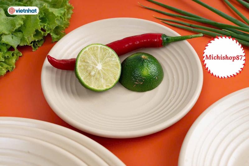 Product Introduction of Đĩa tròn gân nhám (đen, nâu) nhựa phíp Melamine nhiều Size 15,18,20,23,25,28cm Việt Nhật 3