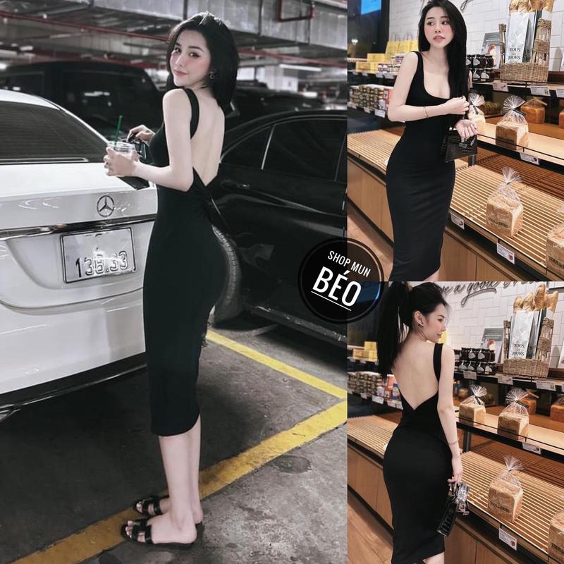Đầm body 2 dây to xoắn hở lưng có mút chất thun borip thích hợp mặc đi làm đi chơi đi tiệc phù hợp với mọi phong cách Nữ 1