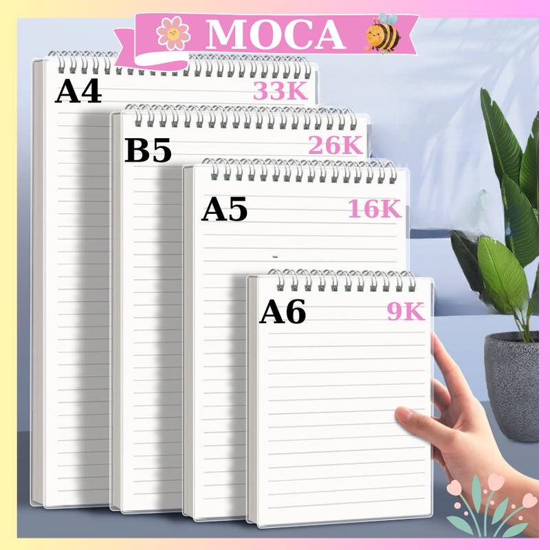 Sổ Lò Xo Basic A6 A5 B5 A4 160 Trang Kẻ Caro Ngang Trơn Dot Bìa Trong Suốt Vở Tập Note Kép MOCA 1K đồdùn g