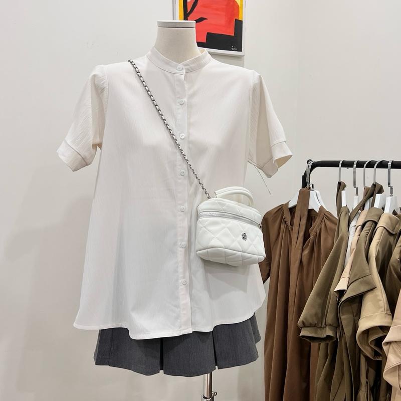 ÁO Sơ mi cổ tàu đũi sần dáng rộng Bazic onee