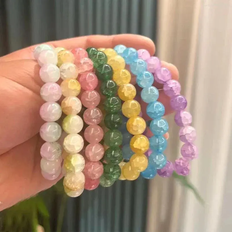 Crystal Colorful Bracelets Natural Stone Quartz Amethyst Fluorite Beaded Sweet Reiki Healing Energy Strand Bangles Jewelry