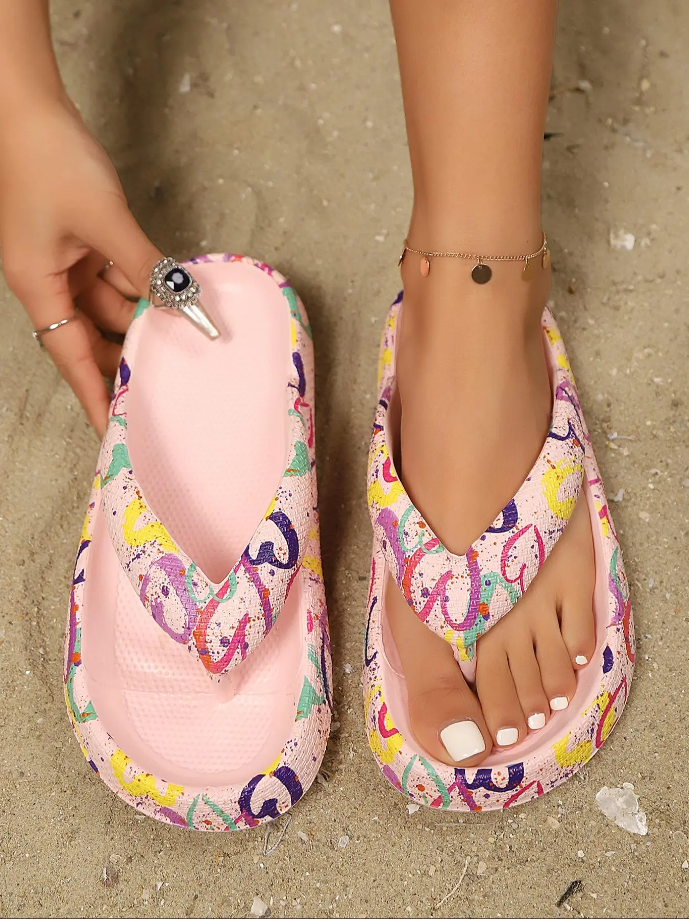 Women's Heart & Leopard Print Slides, Casual Comfortable Home Slippers, Non-slip Soft Slippers for Indoor & Outdoor Wear, Girl