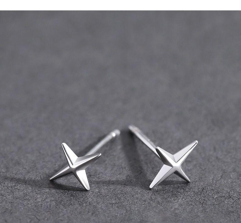 Product Introduction of Men's S925 Silver Needle Cross Simple Versatile Earrings for Women High-end Ear Piercing Anti-allergy Trendy Jewelry 0