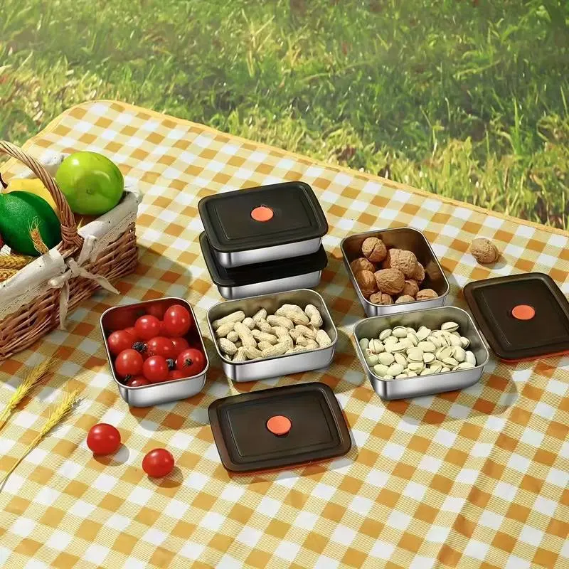 German anti overflow stainless steel refrigerator storage box, fresh-keeping box, food grade lunch box, picnic fruit bento box, specially sealed