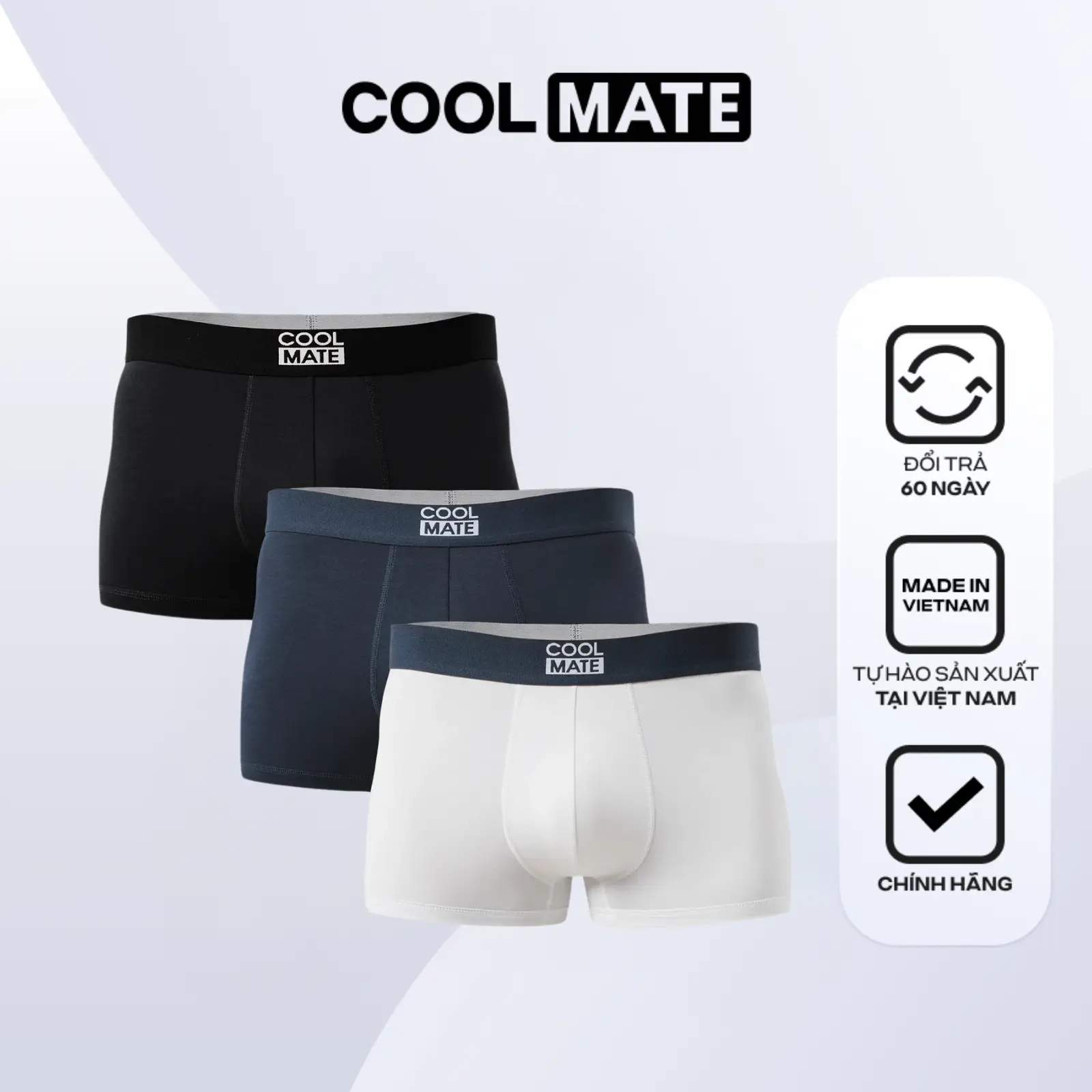 [Underwear] Combo 3 Quần lót nam Trunk Bamboo co giãn, thấm hút, kháng khuẩn (Có Bigsize) - Boxer - Coolmate